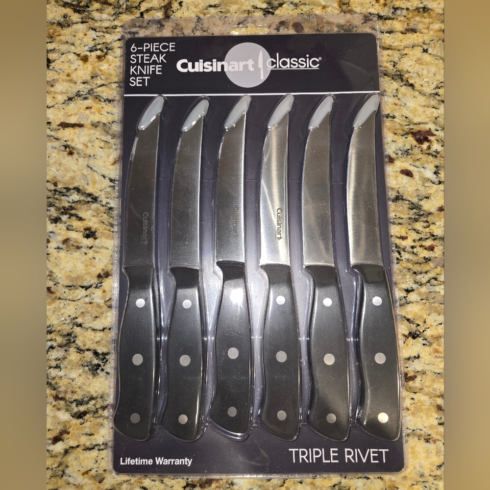 NEW Cuisinart Triple Rivet Steak Knife Set Of 6